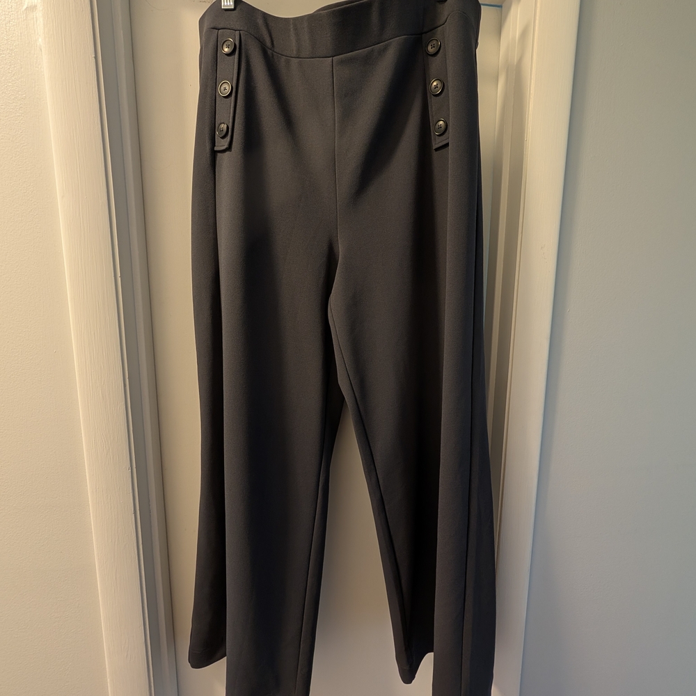 LOFT Charcoal Trousers with Button Accent